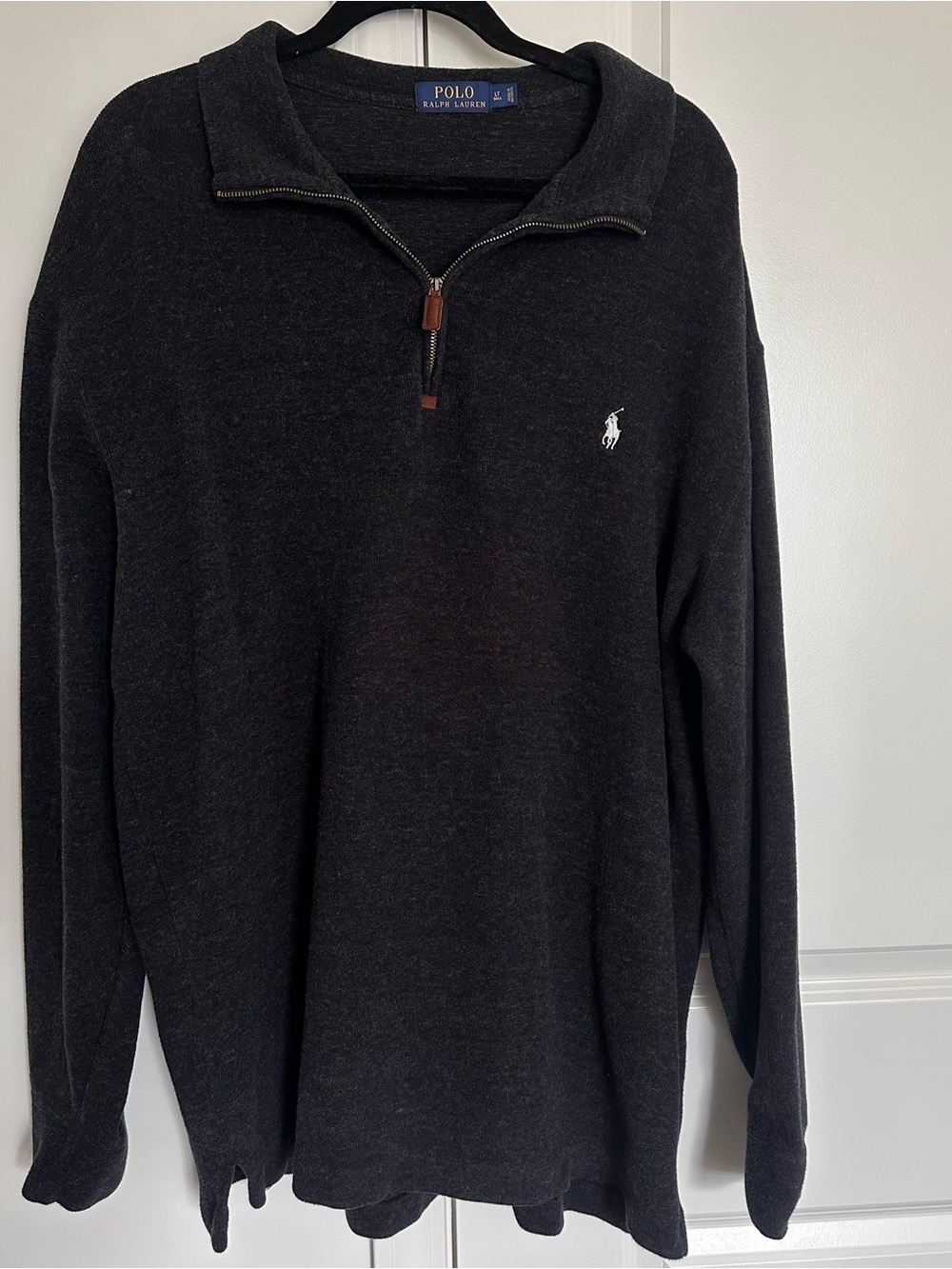 Ralph Lauren Men's Dark Charcoal Quarter-Zip Sweater